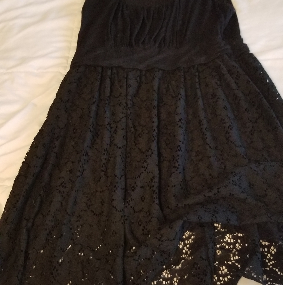 Mai Tai Black Crochet eyelet dress